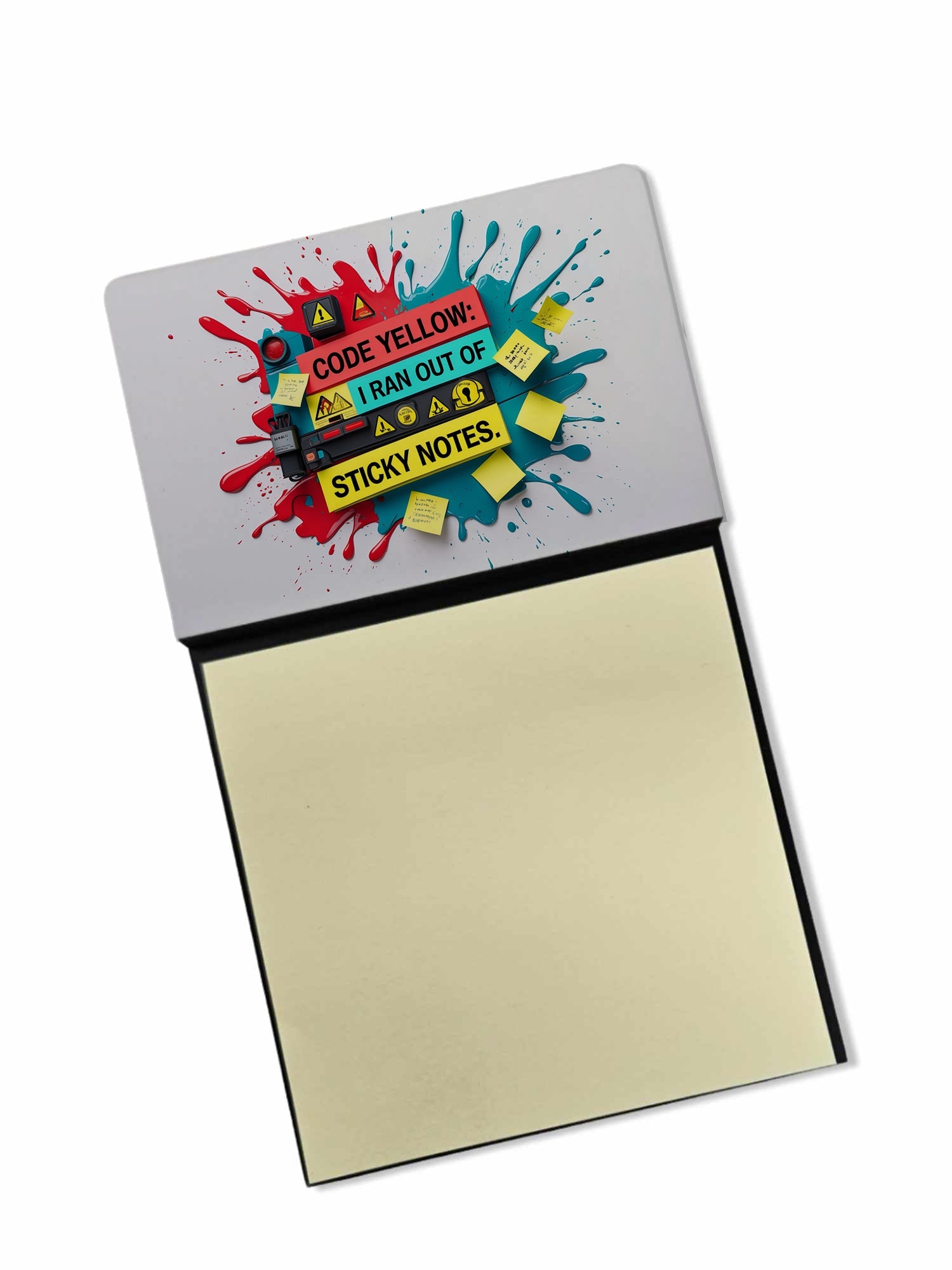 Code Yellow Sticky Note Holder Funny Nurse Saying Desk Dispenser with 3x3 Notes