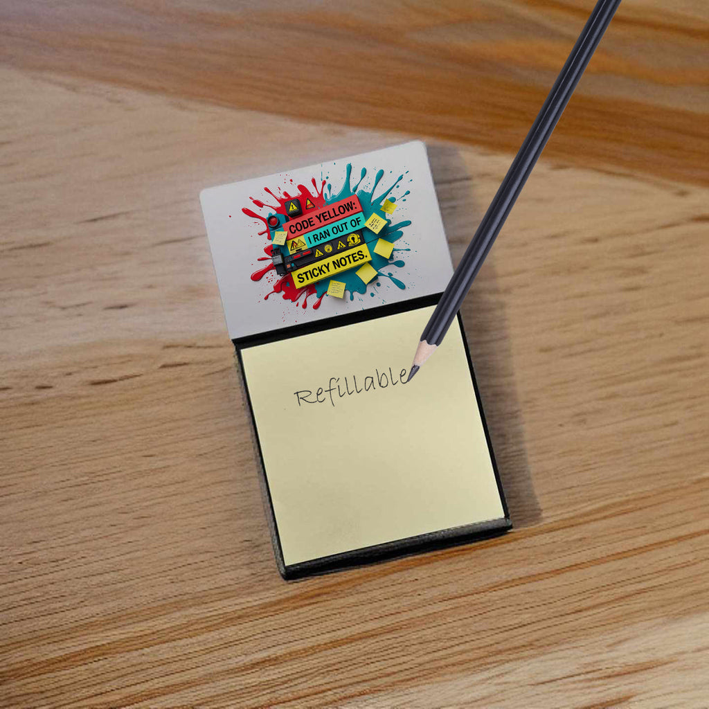 Code Yellow Sticky Note Holder Funny Nurse Saying Desk Dispenser with 3x3 Notes