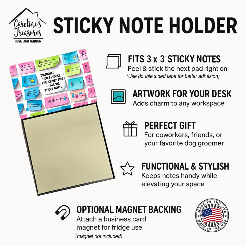 Diagnosed three people, prescribed five Sticky Note Holder Funny Nurse Saying Desk Dispenser with 3x3 Notes