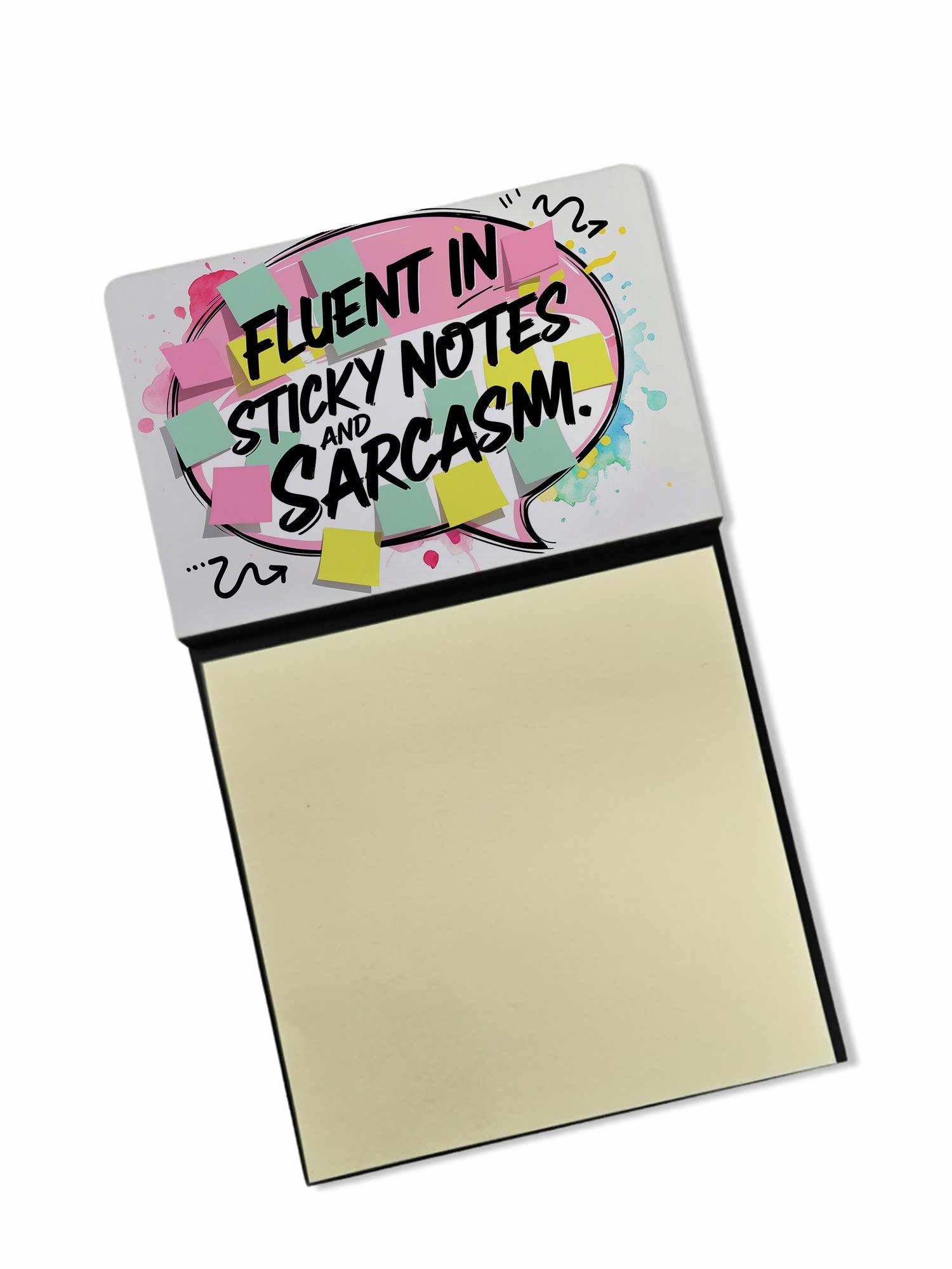 Fluent in Sticky Note Holder Funny Nurse Saying Desk Dispenser with 3x3 Notes