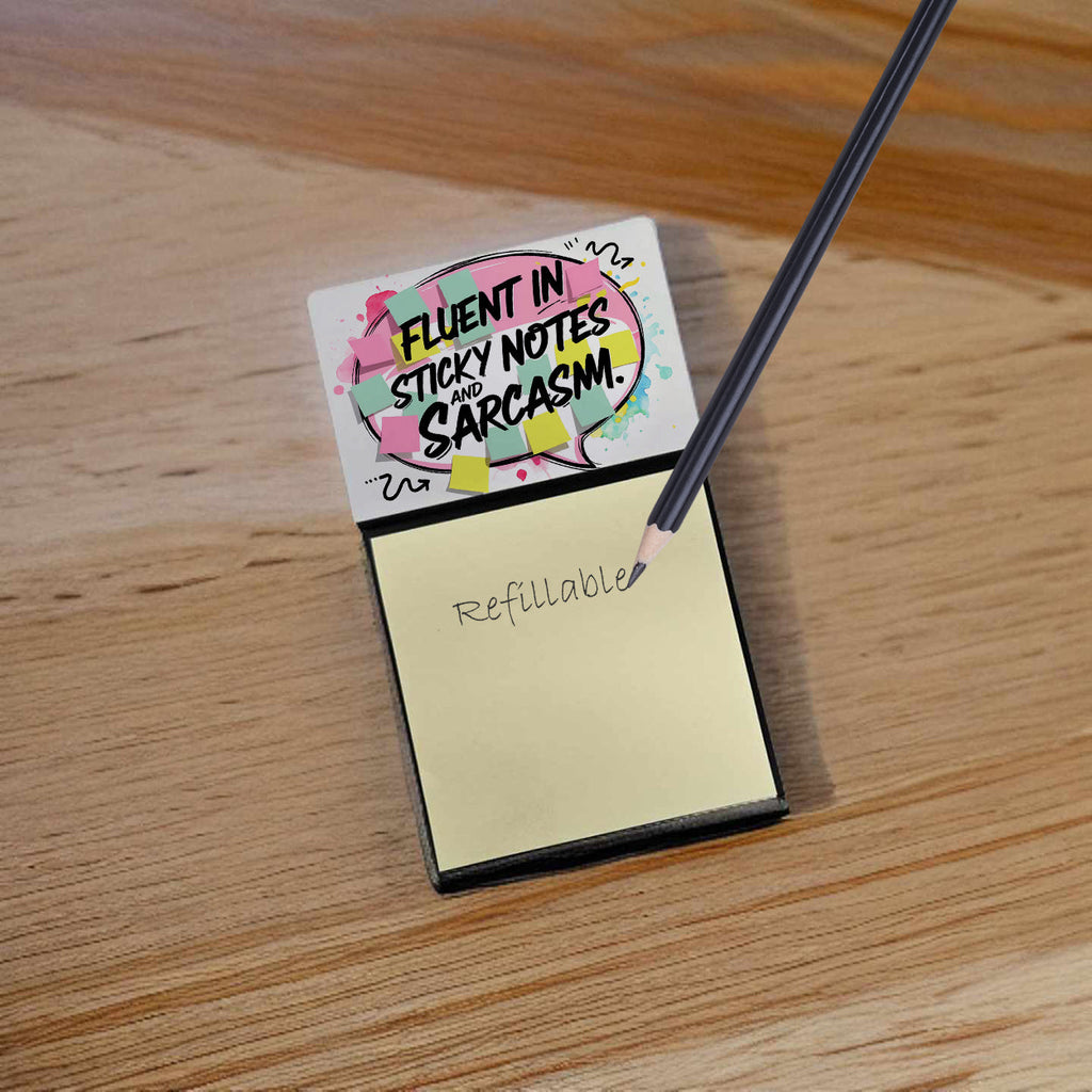 Fluent in Sticky Note Holder Funny Nurse Saying Desk Dispenser with 3x3 Notes