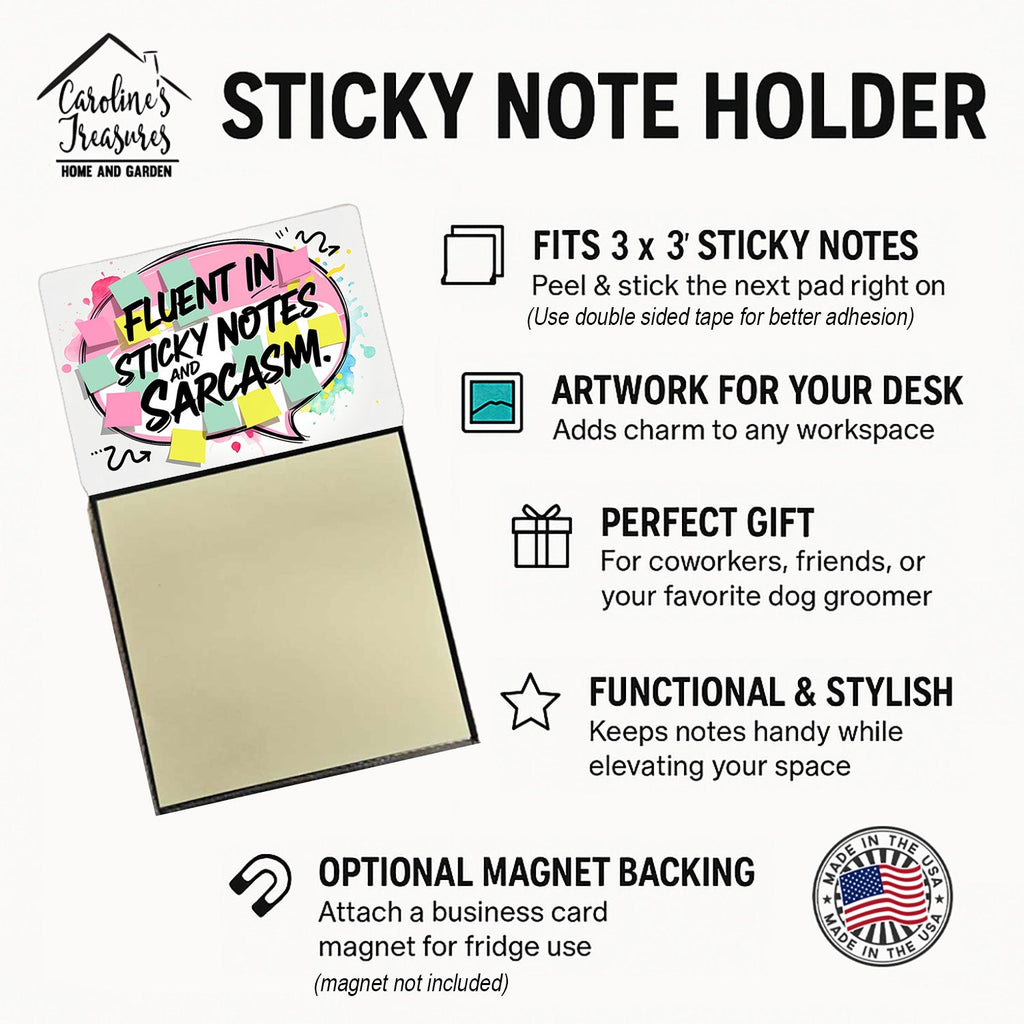 Fluent in Sticky Note Holder Funny Nurse Saying Desk Dispenser with 3x3 Notes