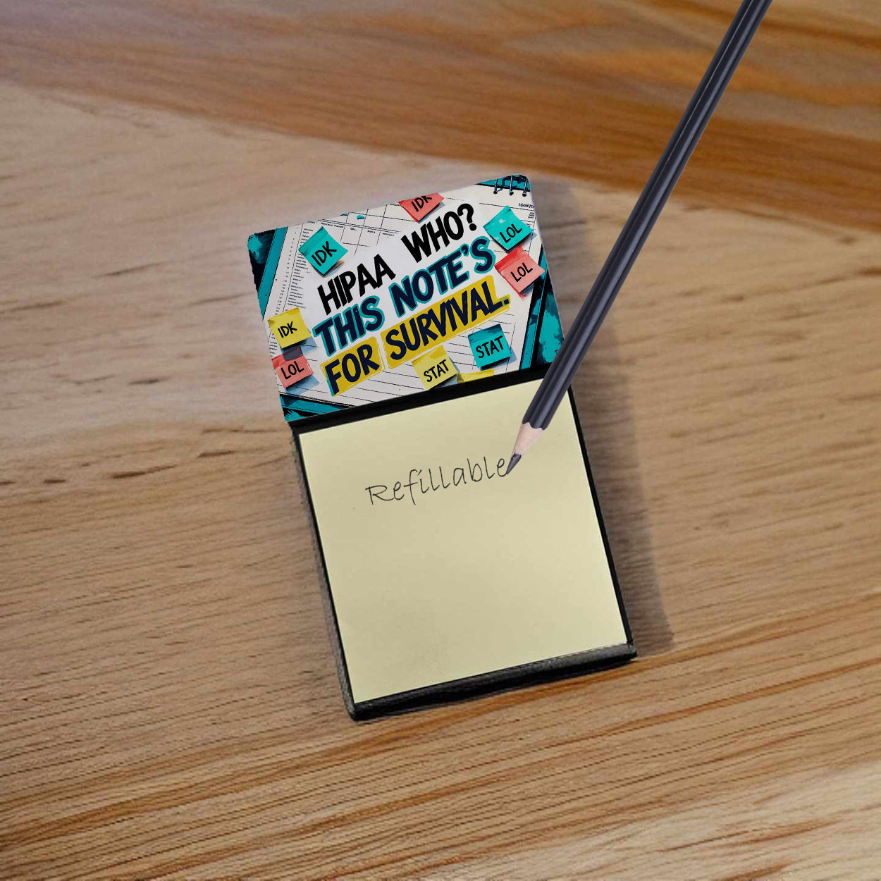HIPAA who Sticky Note Holder Funny Nurse Saying Desk Dispenser with 3x3 Notes