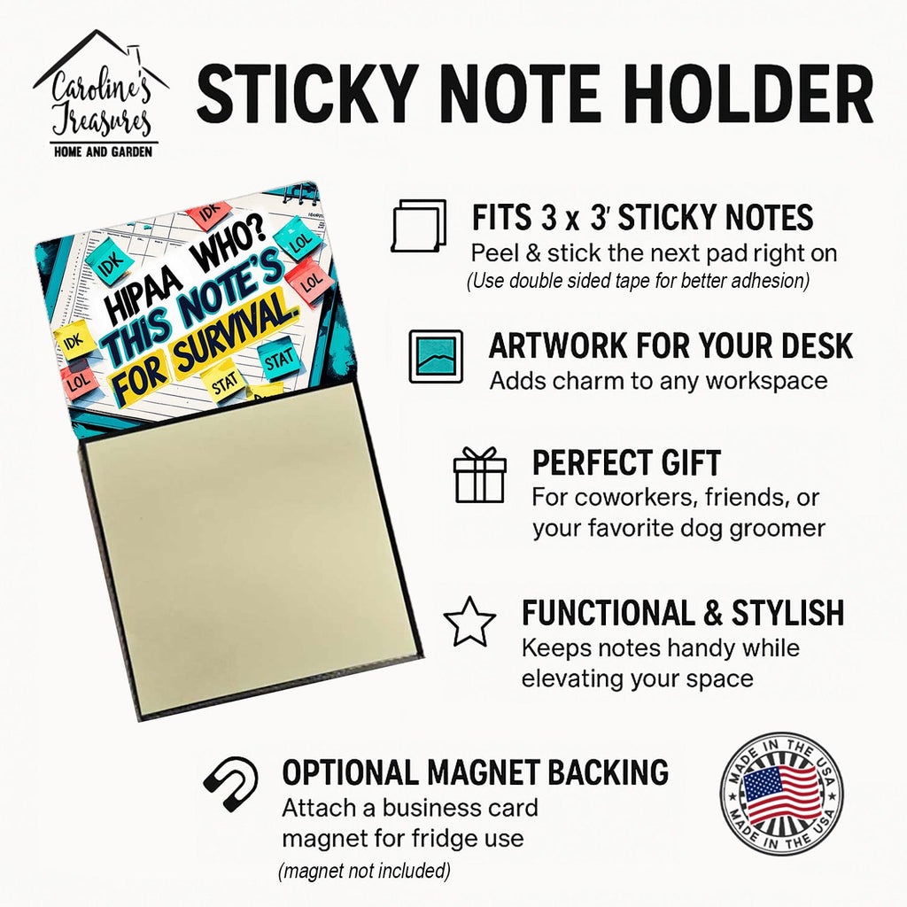 HIPAA who Sticky Note Holder Funny Nurse Saying Desk Dispenser with 3x3 Notes