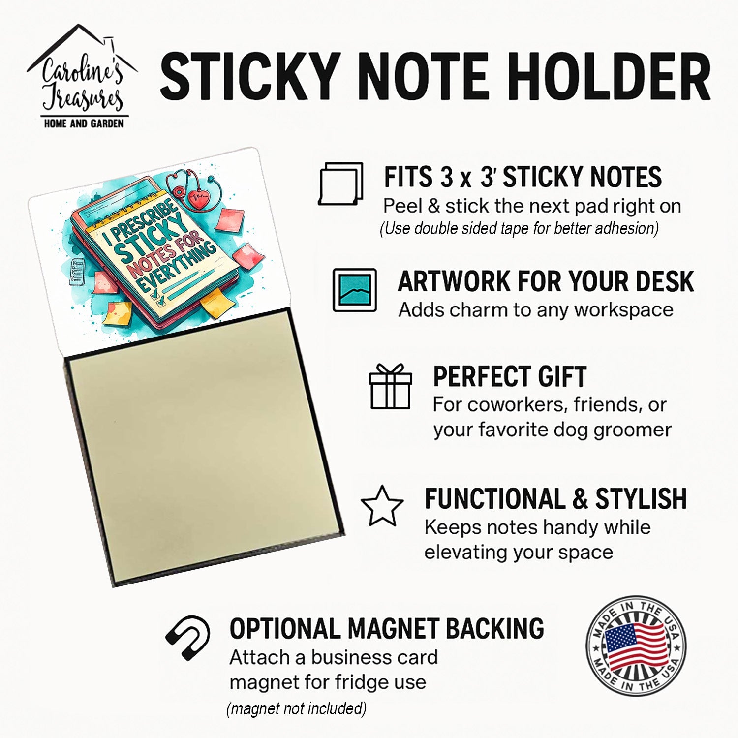 I prescribe for everything Sticky Note Holder Funny Nurse Saying Desk Dispenser with 3x3 Notes