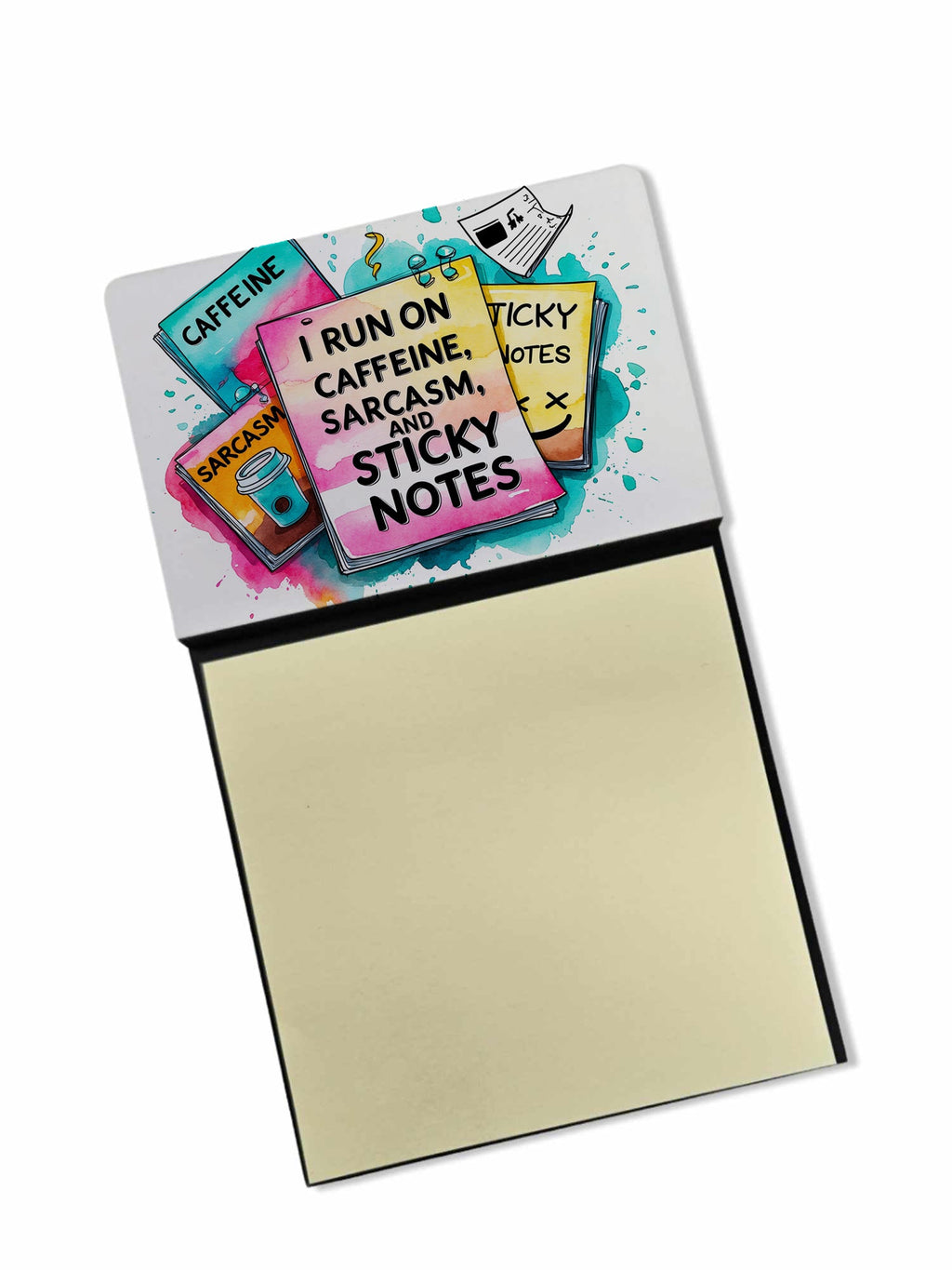 I run on caffeine Sticky Note Holder Funny Nurse Saying Desk Dispenser with 3x3 Notes