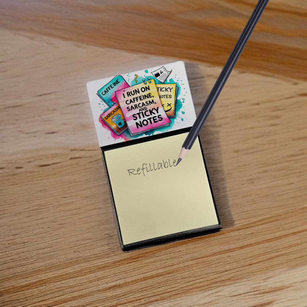 I run on caffeine Sticky Note Holder Funny Nurse Saying Desk Dispenser with 3x3 Notes