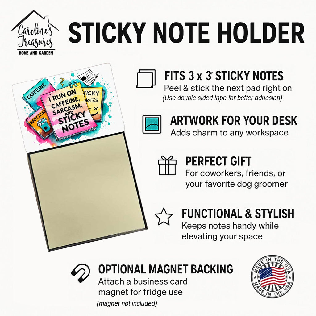 I run on caffeine Sticky Note Holder Funny Nurse Saying Desk Dispenser with 3x3 Notes