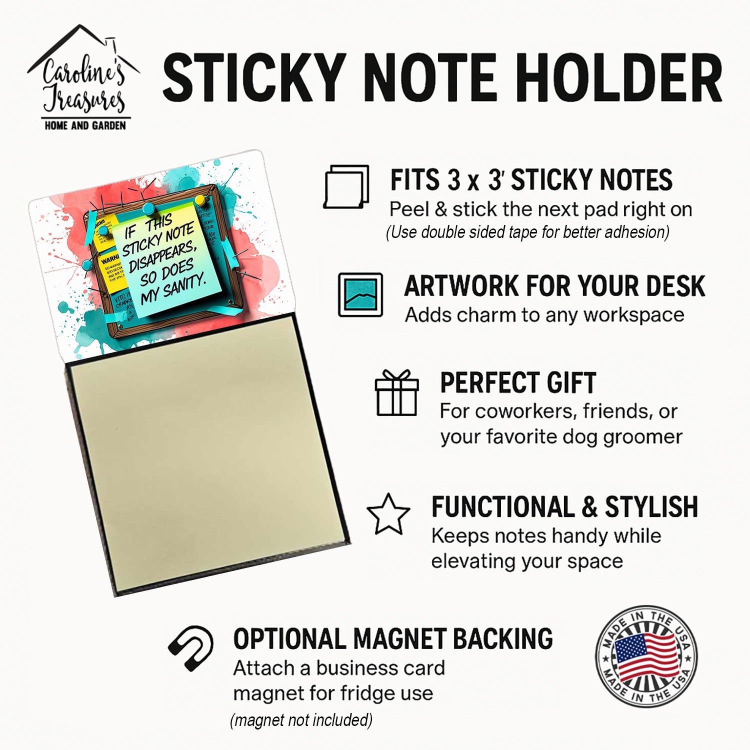 If this disappears, so does my sanity Sticky Note Holder Funny Nurse Saying Desk Dispenser with 3x3 Notes