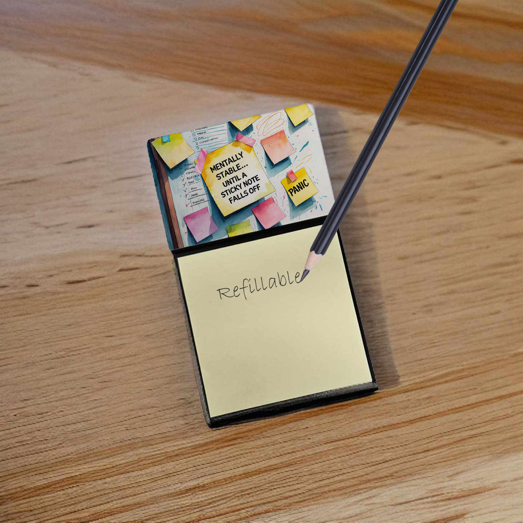 Mentally stable Sticky Note Holder Funny Nurse Saying Desk Dispenser with 3x3 Notes