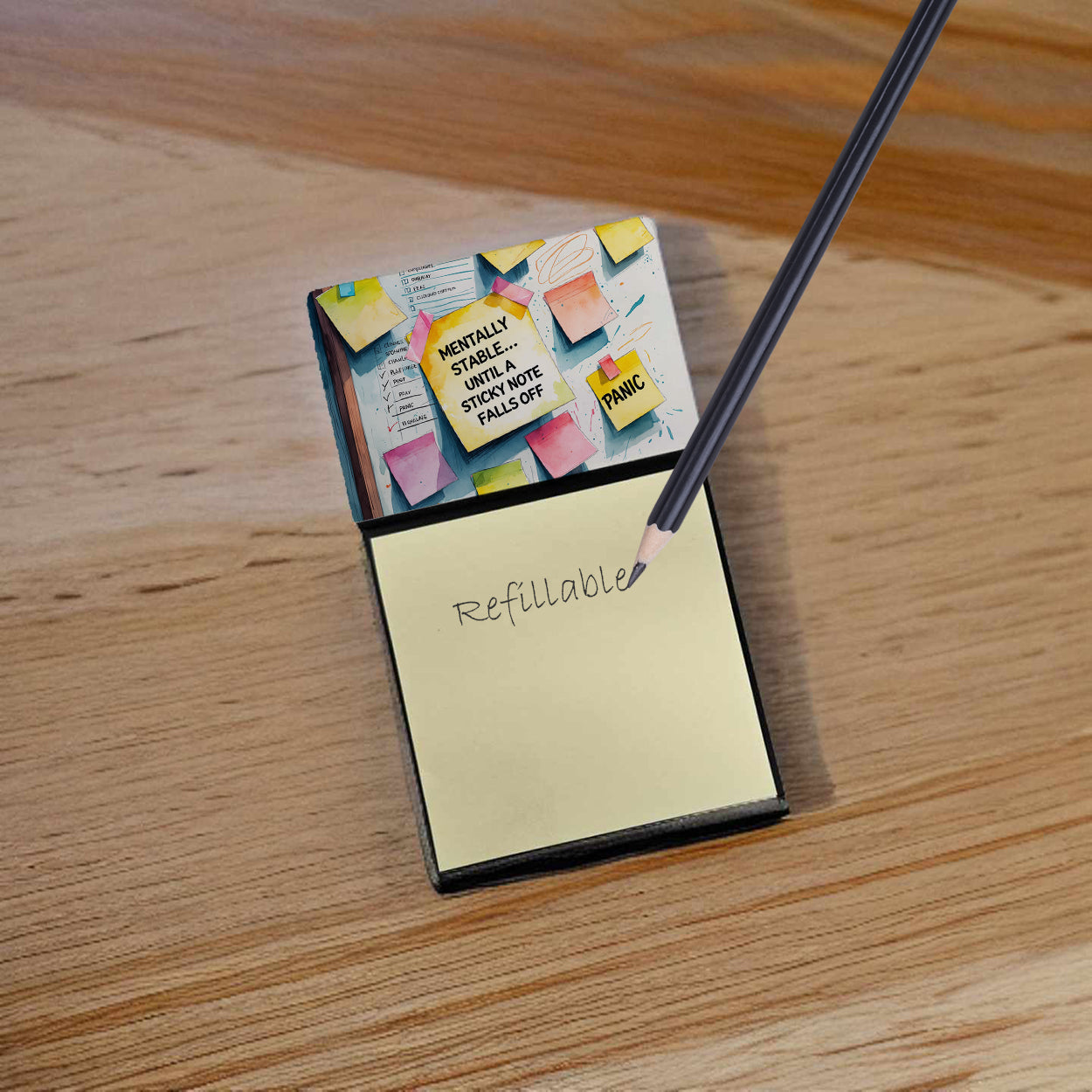Mentally stable Sticky Note Holder Funny Nurse Saying Desk Dispenser with 3x3 Notes
