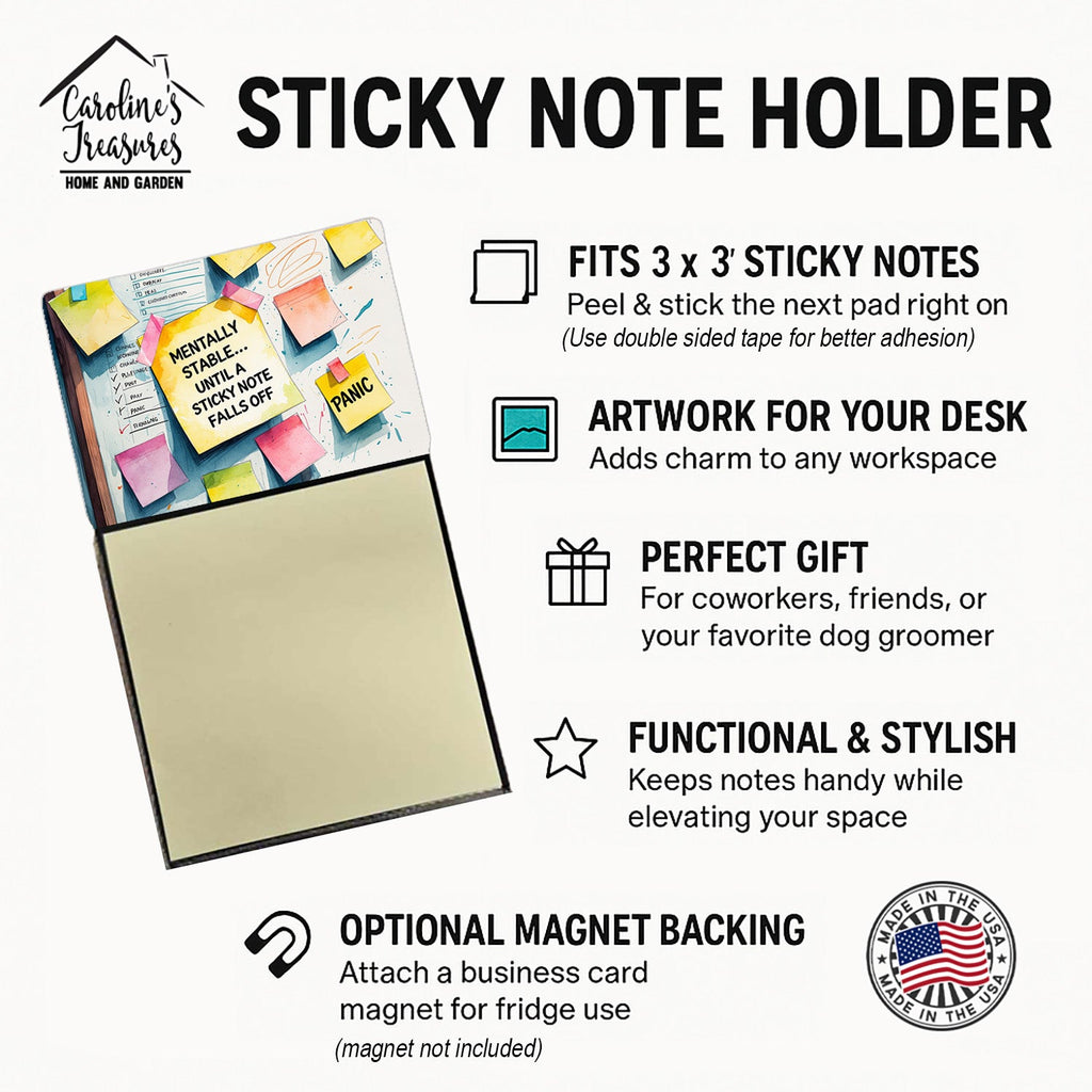 Mentally stable Sticky Note Holder Funny Nurse Saying Desk Dispenser with 3x3 Notes