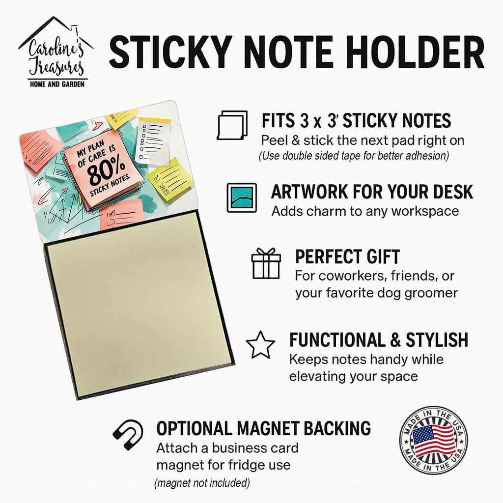 My plan of care Sticky Note Holder Funny Nurse Saying Desk Dispenser with 3x3 Notes