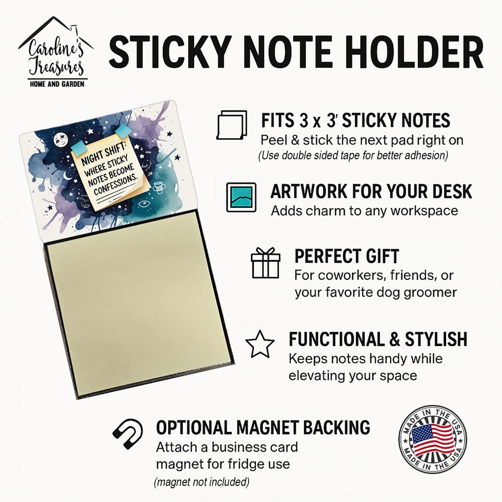 Night shift confessions Sticky Note Holder Funny Nurse Saying Desk Dispenser with 3x3 Notes