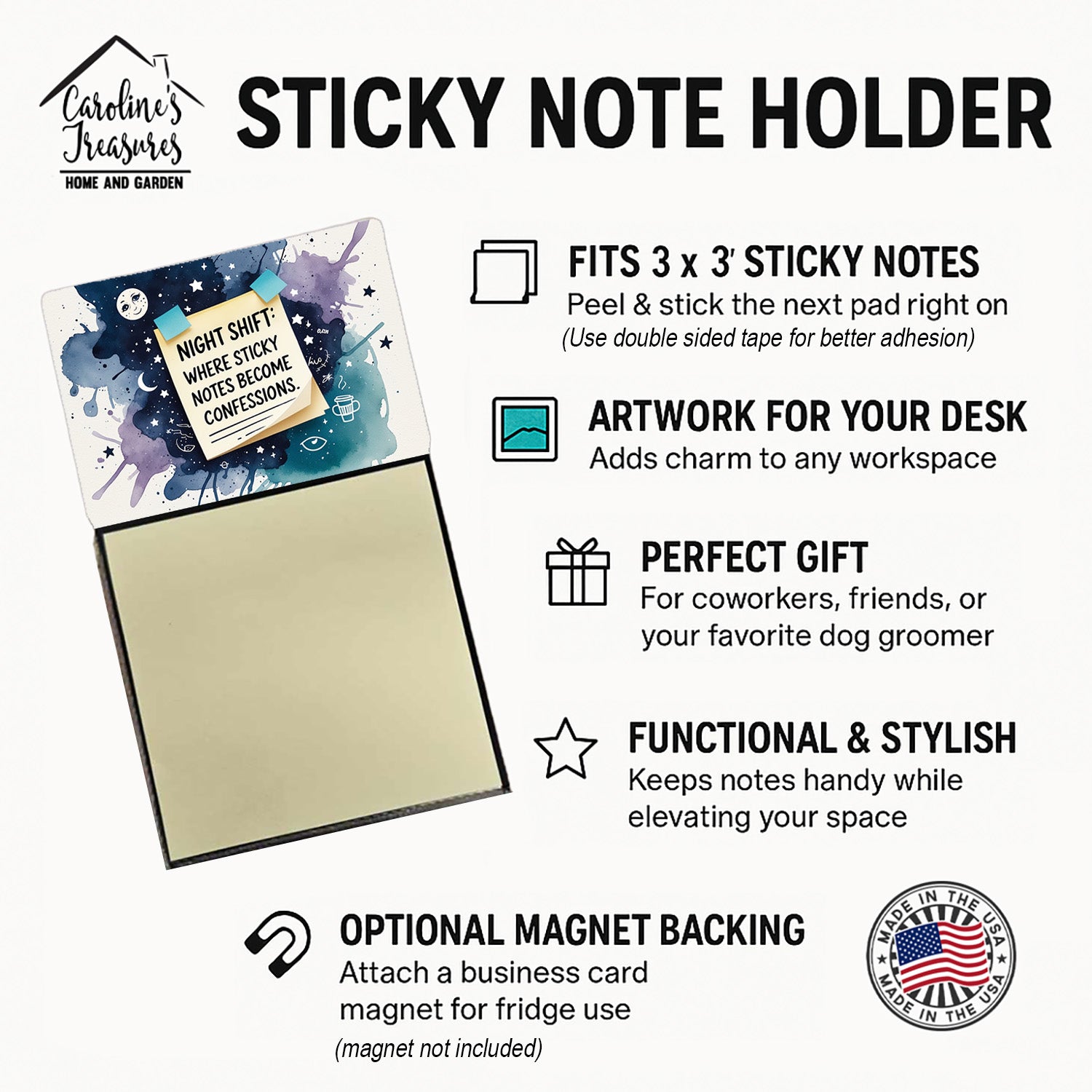 Night shift confessions Sticky Note Holder Funny Nurse Saying Desk Dispenser with 3x3 Notes