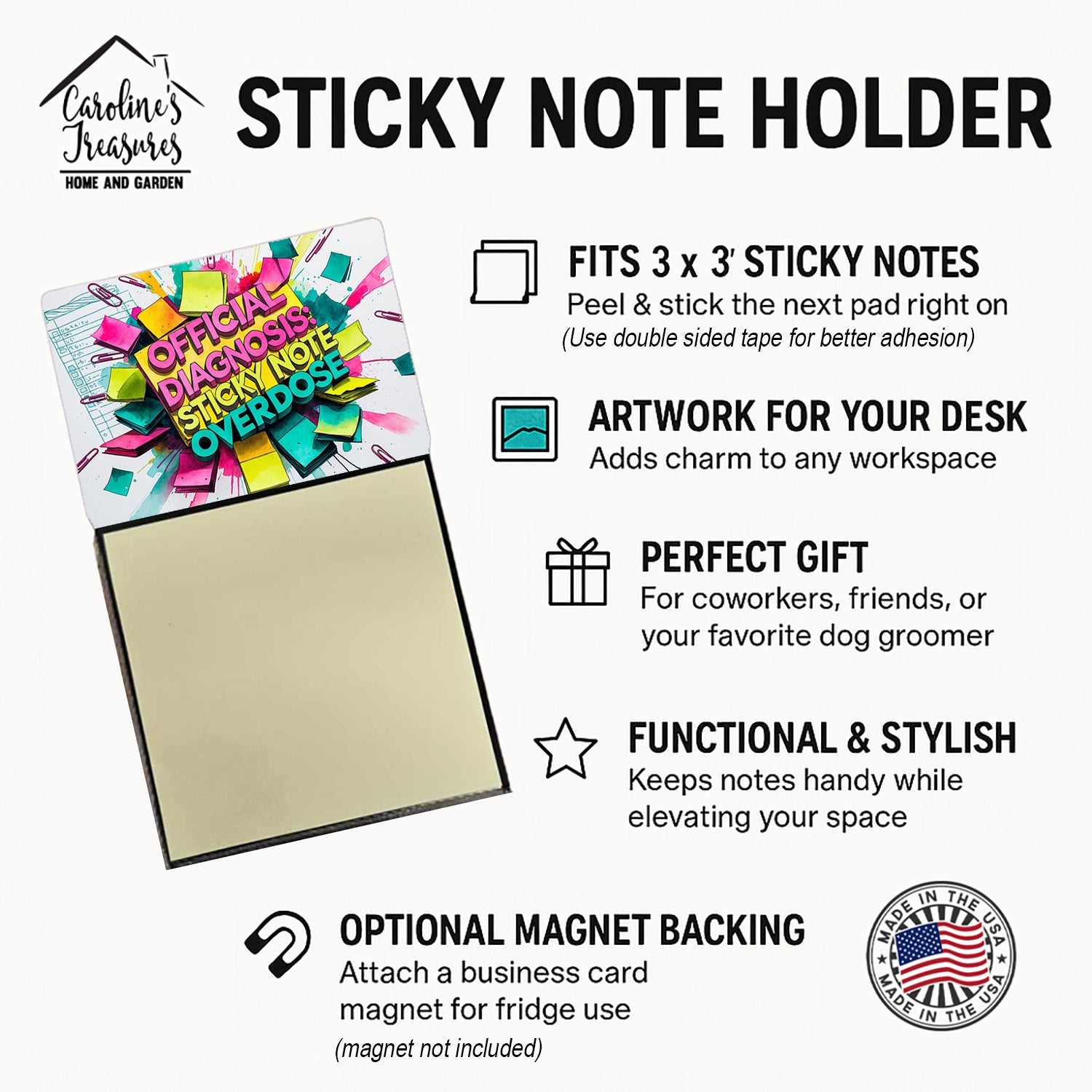 Official diagnosis Sticky Note Holder Funny Nurse Saying Desk Dispenser with 3x3 Notes