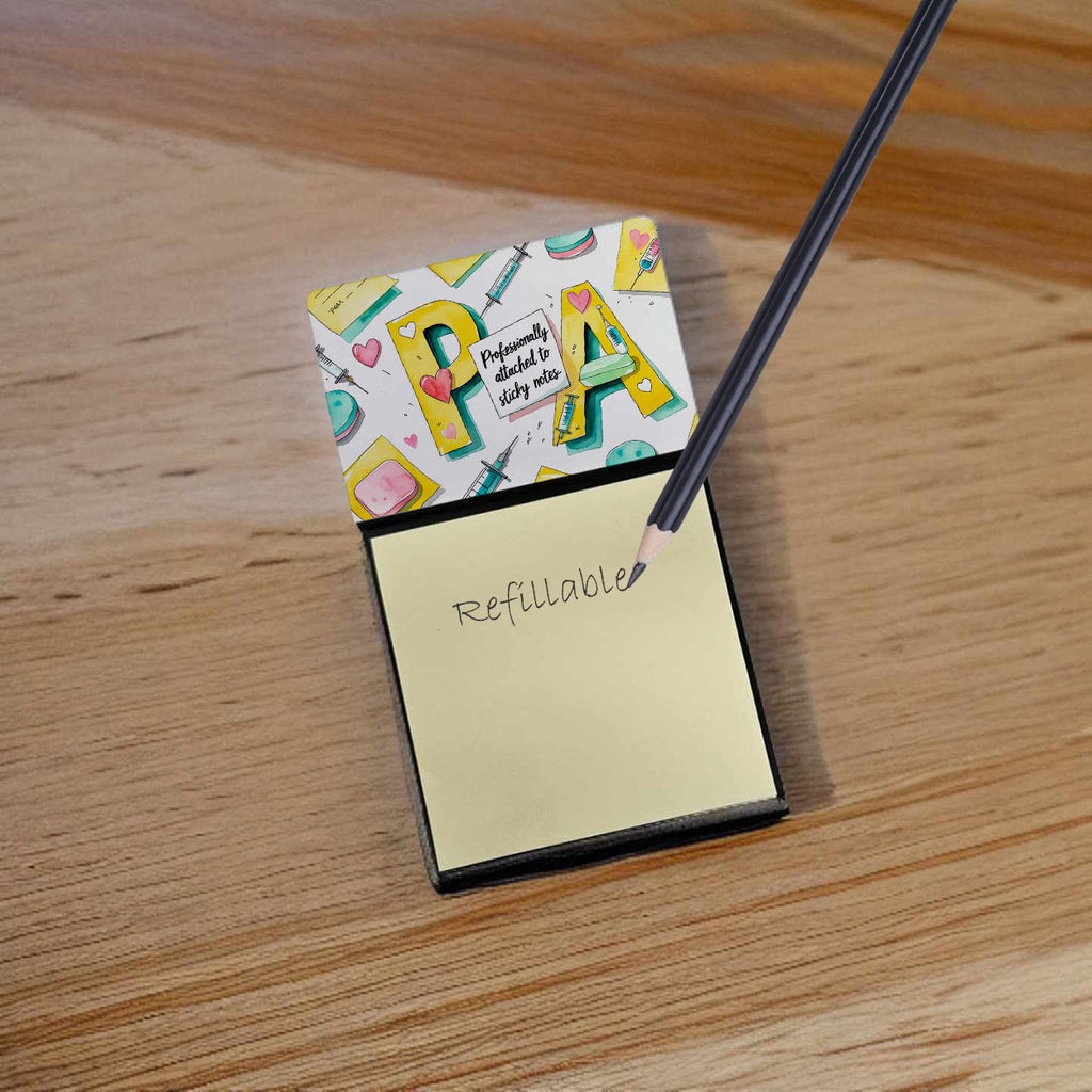 PA Professionally Attached Sticky Note Holder Funny Nurse Saying Desk Dispenser with 3x3 Notes