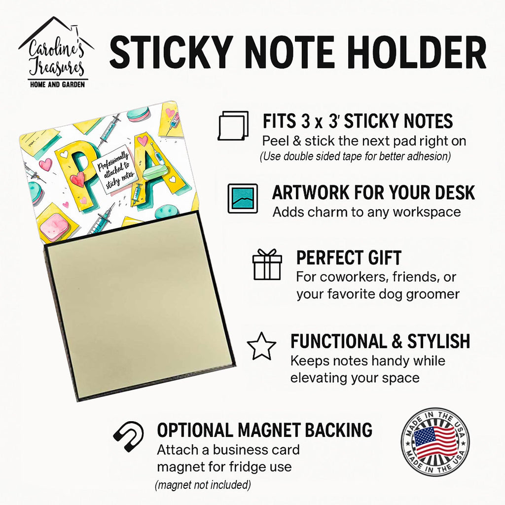 PA Professionally Attached Sticky Note Holder Funny Nurse Saying Desk Dispenser with 3x3 Notes
