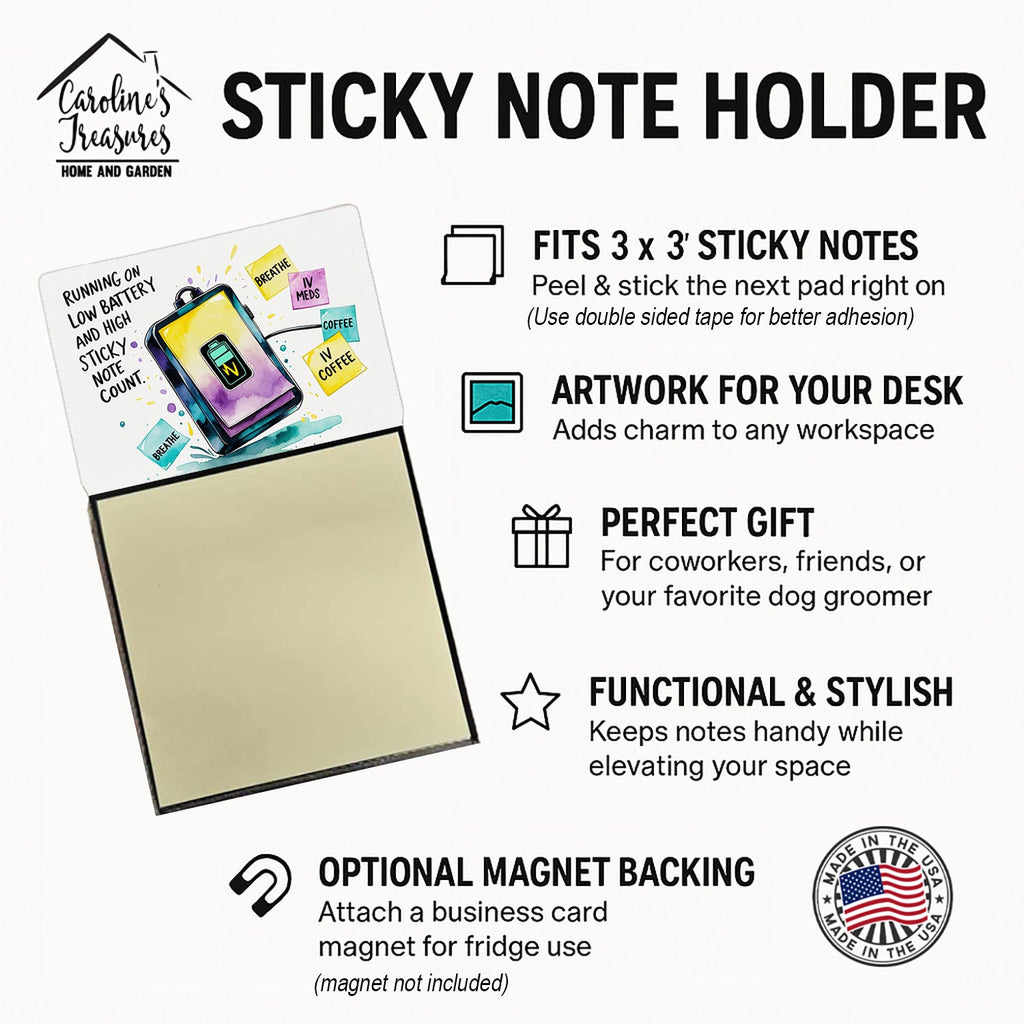 Running on low battery Sticky Note Holder Funny Nurse Saying Desk Dispenser with 3x3 Notes