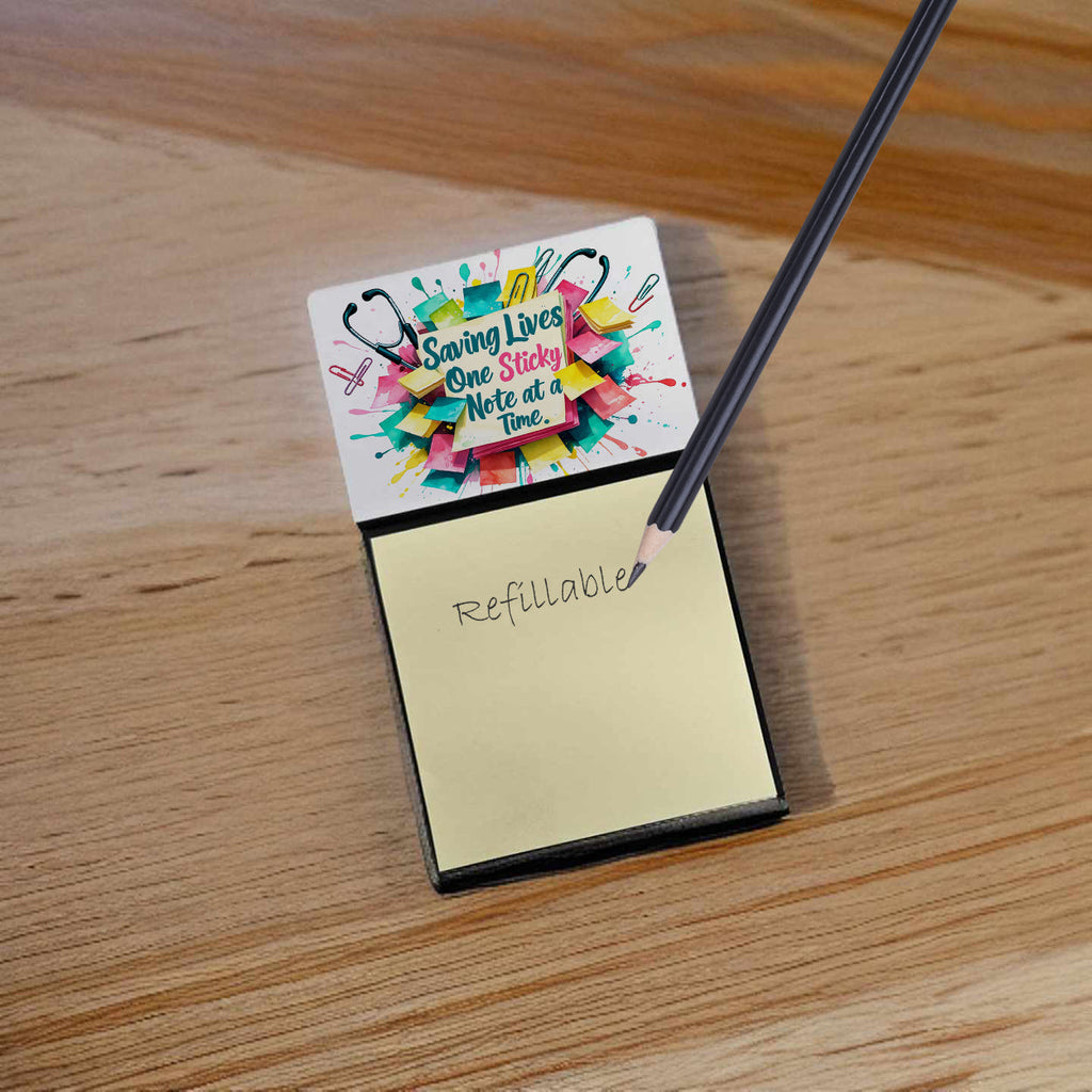 Saving lives Sticky Note Holder Funny Nurse Saying Desk Dispenser with 3x3 Notes