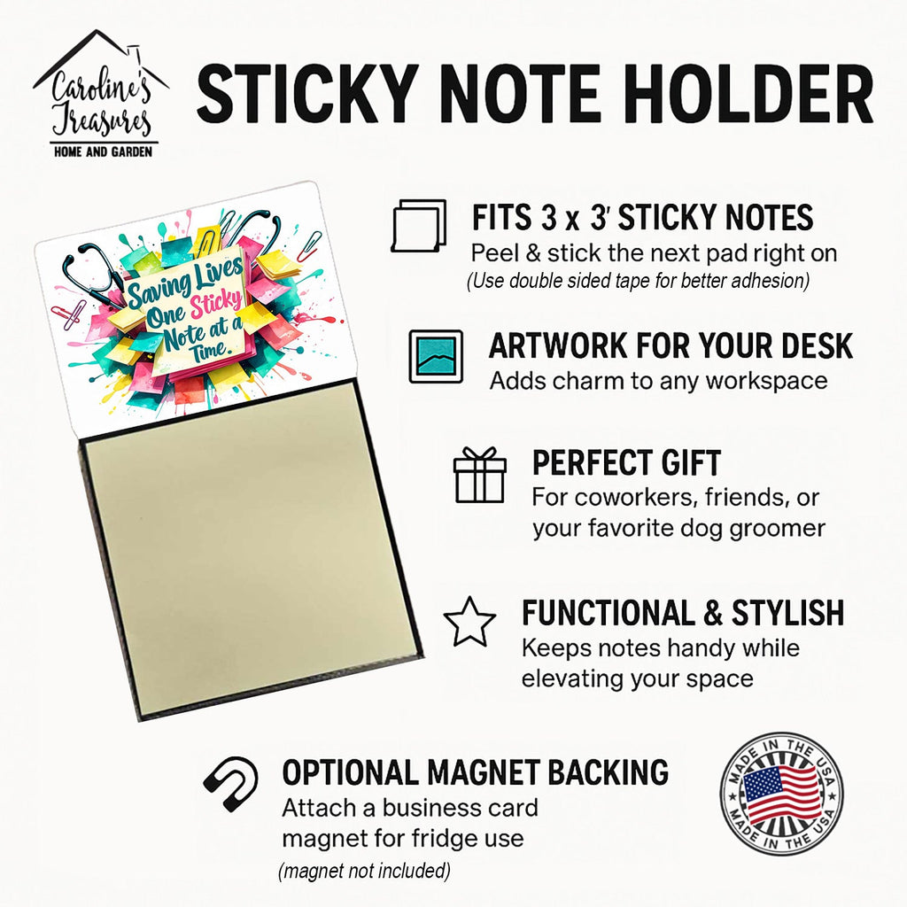 Saving lives Sticky Note Holder Funny Nurse Saying Desk Dispenser with 3x3 Notes