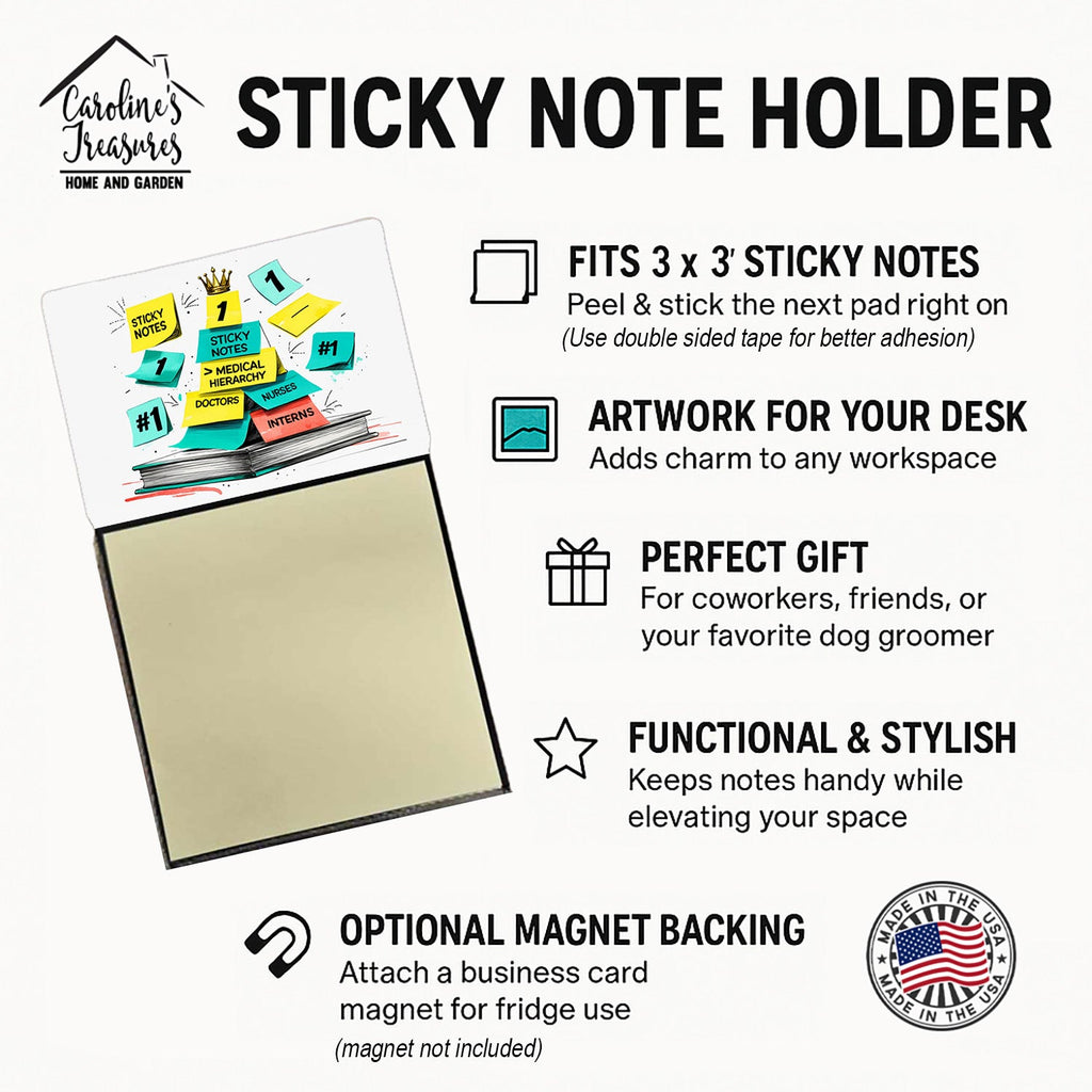 Medical hierarchy Sticky Note Holder Funny Nurse Saying Desk Dispenser with 3x3 Notes