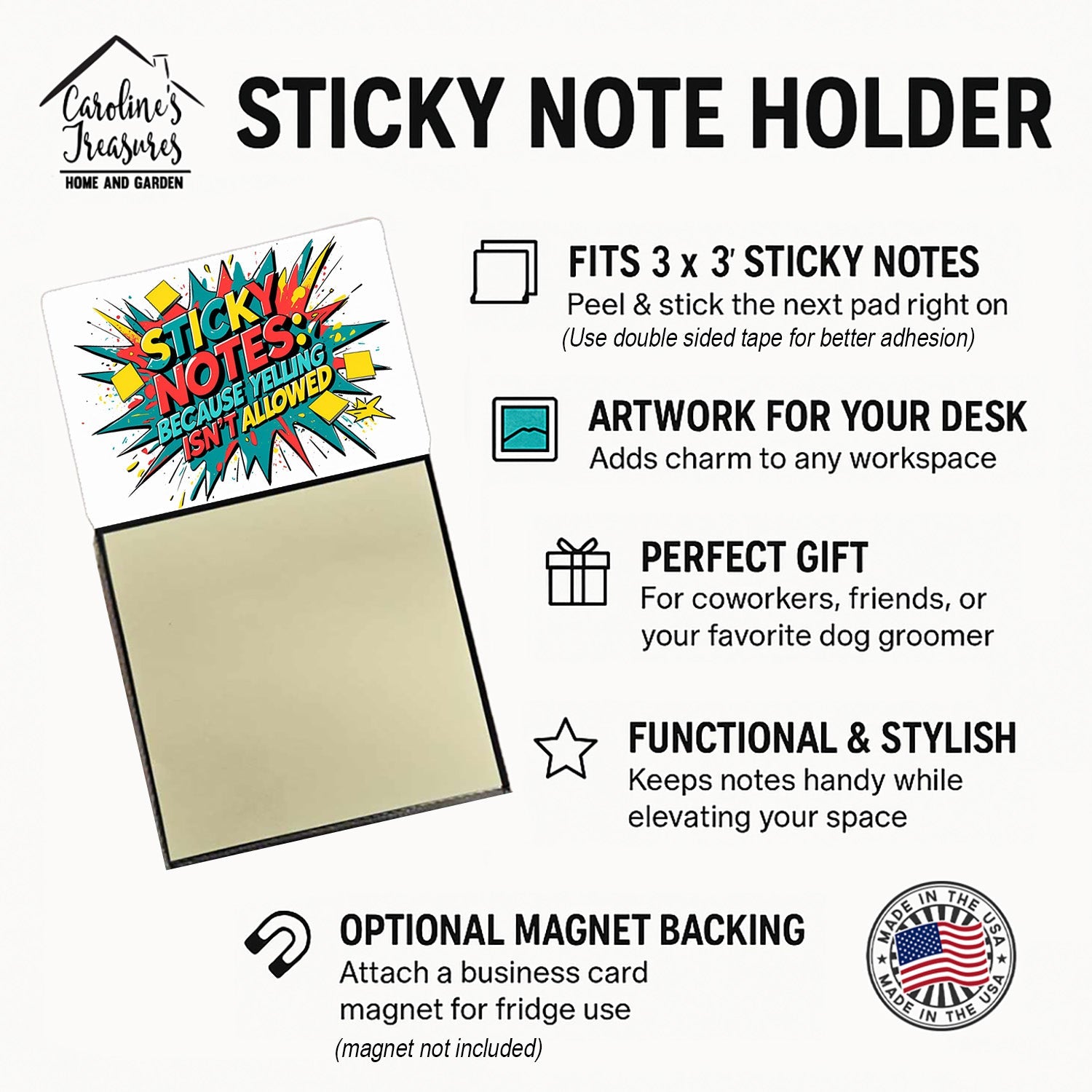 Because yelling isn’t allowed Sticky Note Holder Funny Nurse Saying Desk Dispenser with 3x3 Notes