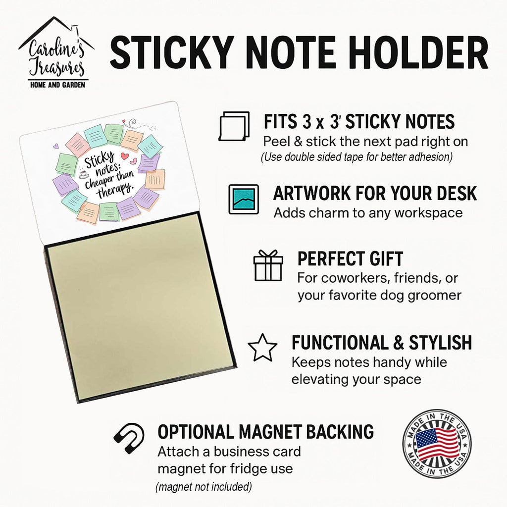 Cheaper than therapy Sticky Note Holder Funny Nurse Saying Desk Dispenser with 3x3 Notes