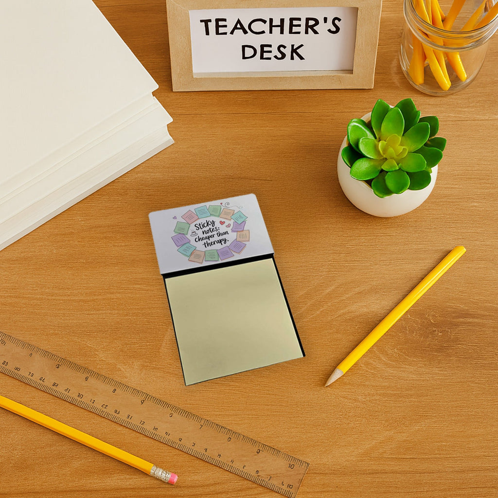 Cheaper than therapy Sticky Note Holder Funny Nurse Saying Desk Dispenser with 3x3 Notes