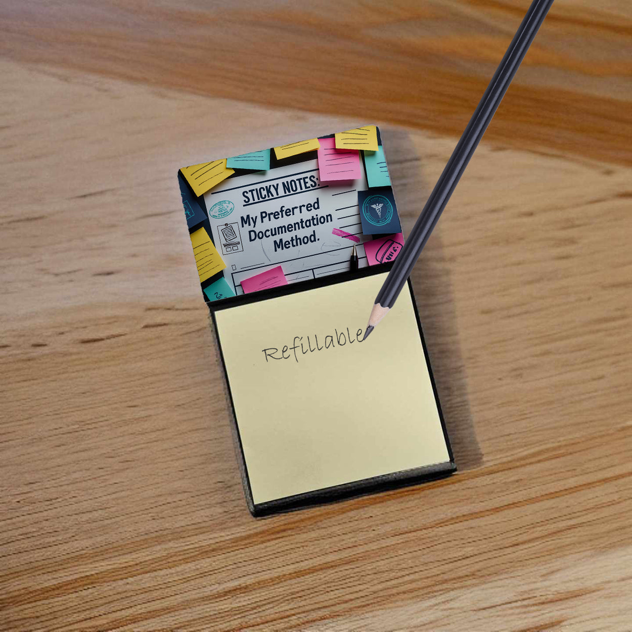 My preferred documentation method Sticky Note Holder Funny Nurse Saying Desk Dispenser with 3x3 Notes