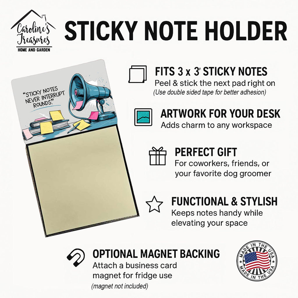 Never interrupt rounds Sticky Note Holder Funny Nurse Saying Desk Dispenser with 3x3 Notes