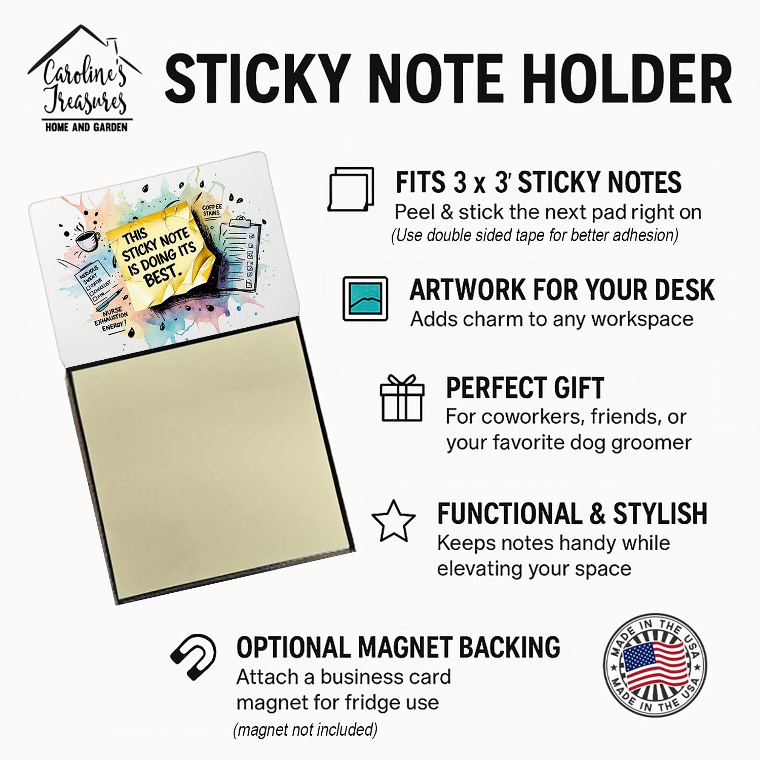 Doing its best Sticky Note Holder Funny Nurse Saying Desk Dispenser with 3x3 Notes