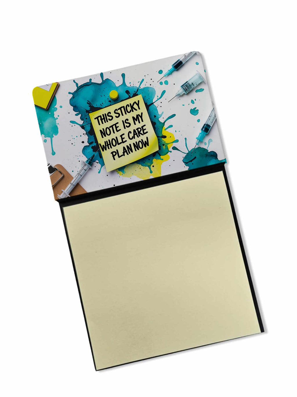 My whole care plan Sticky Note Holder Funny Nurse Saying Desk Dispenser with 3x3 Notes