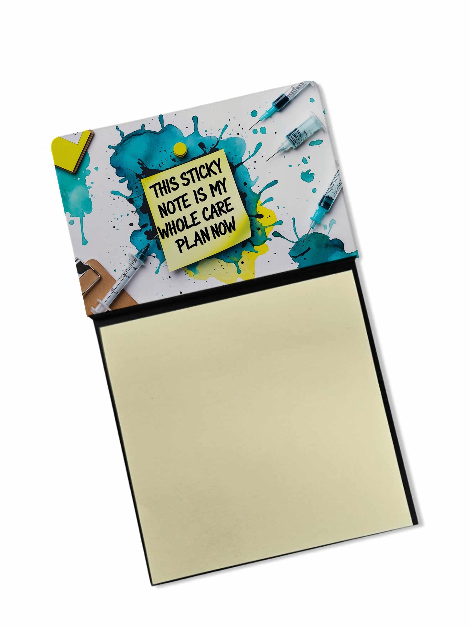 My whole care plan Sticky Note Holder Funny Nurse Saying Desk Dispenser with 3x3 Notes