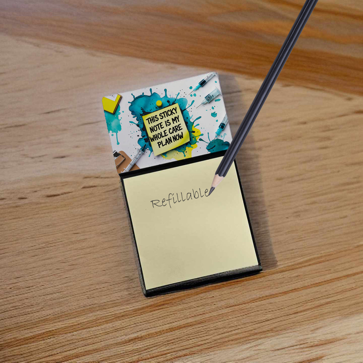 My whole care plan Sticky Note Holder Funny Nurse Saying Desk Dispenser with 3x3 Notes