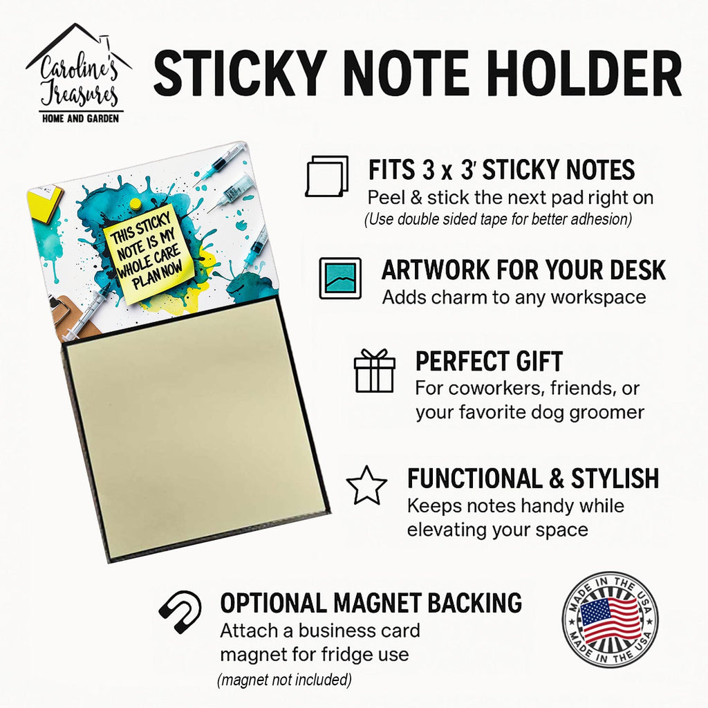 My whole care plan Sticky Note Holder Funny Nurse Saying Desk Dispenser with 3x3 Notes