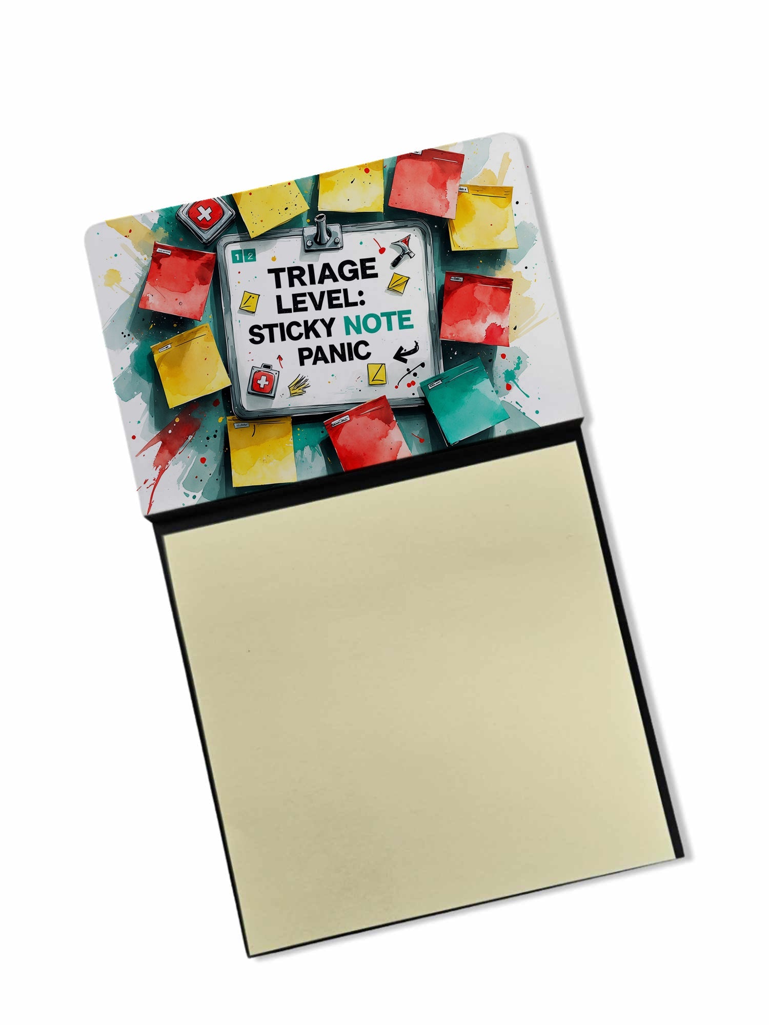 Triage level panic Sticky Note Holder Funny Nurse Saying Desk Dispenser with 3x3 Notes