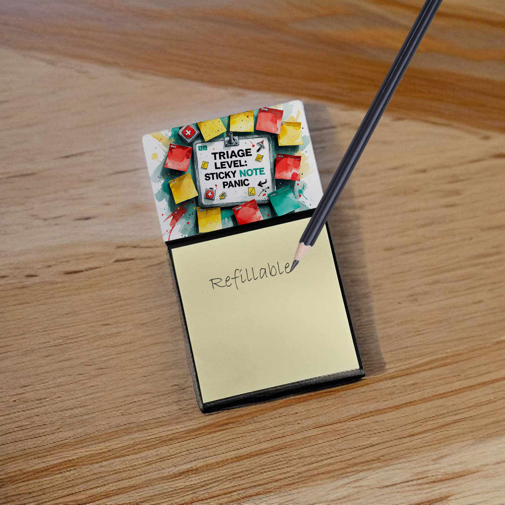 Triage level panic Sticky Note Holder Funny Nurse Saying Desk Dispenser with 3x3 Notes