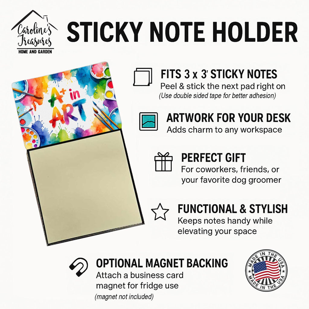 A+ in Art Funny Sticky Note Holder for Teacher's Gift Refillable with 3x3 Notes