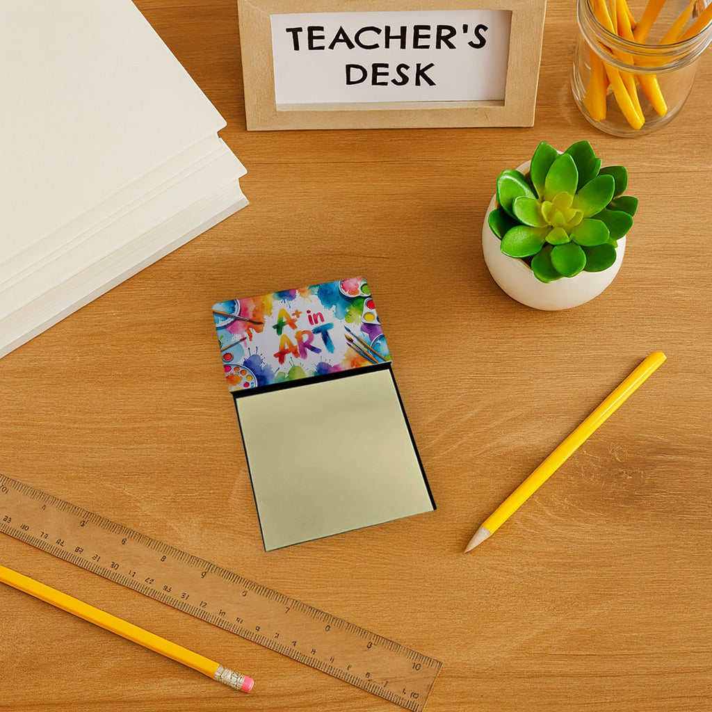 A+ in Art Funny Sticky Note Holder for Teacher's Gift Refillable with 3x3 Notes