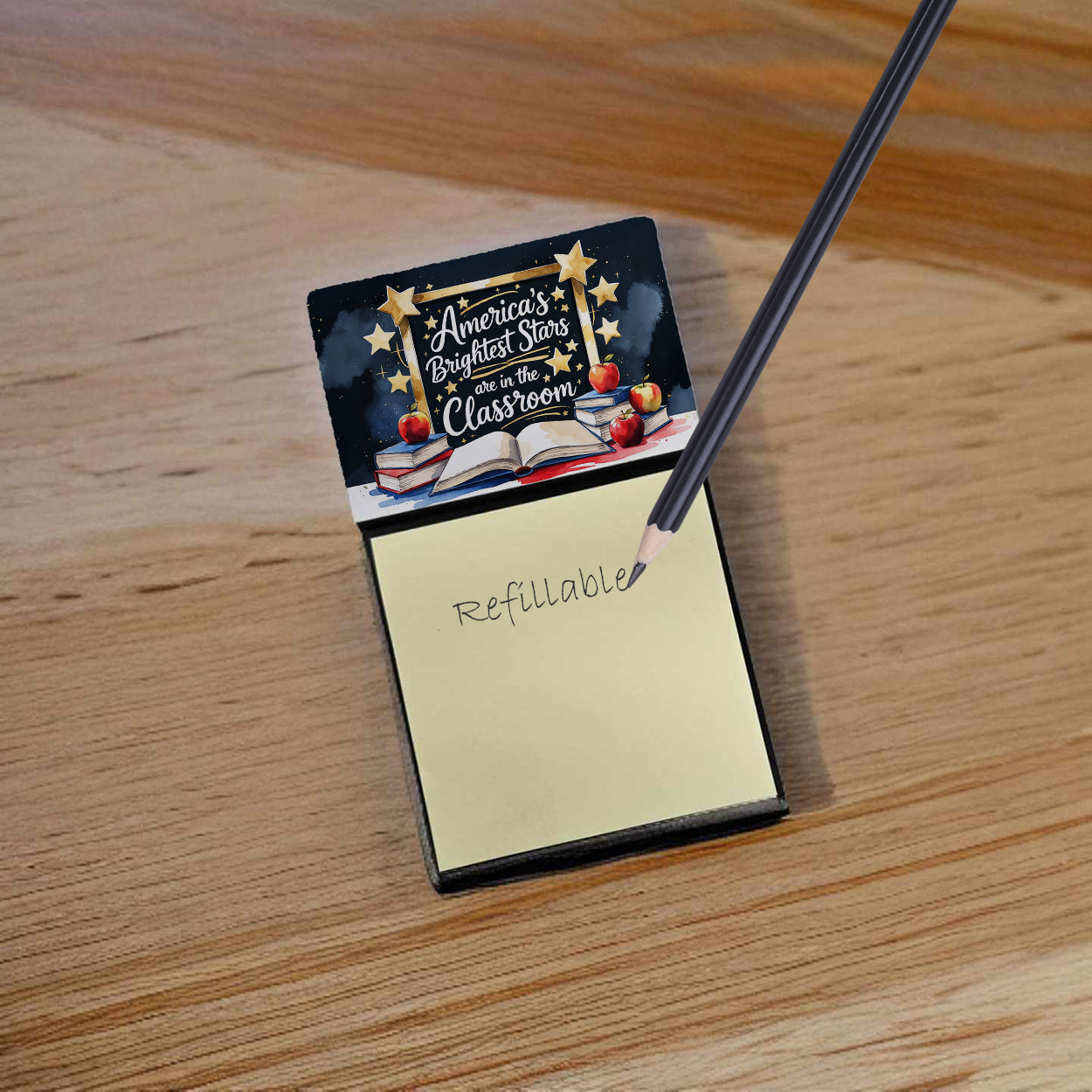 America’s Brightest Funny Sticky Note Holder for Teacher's Gift Refillable with 3x3 Notes