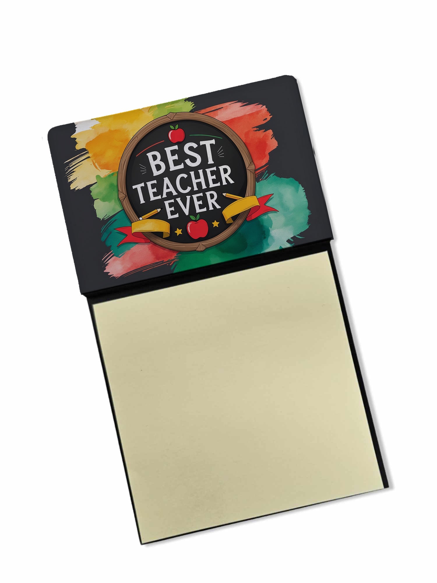Best Teacher Ever Funny Sticky Note Holder for Teacher's Gift Refillable with 3x3 Notes