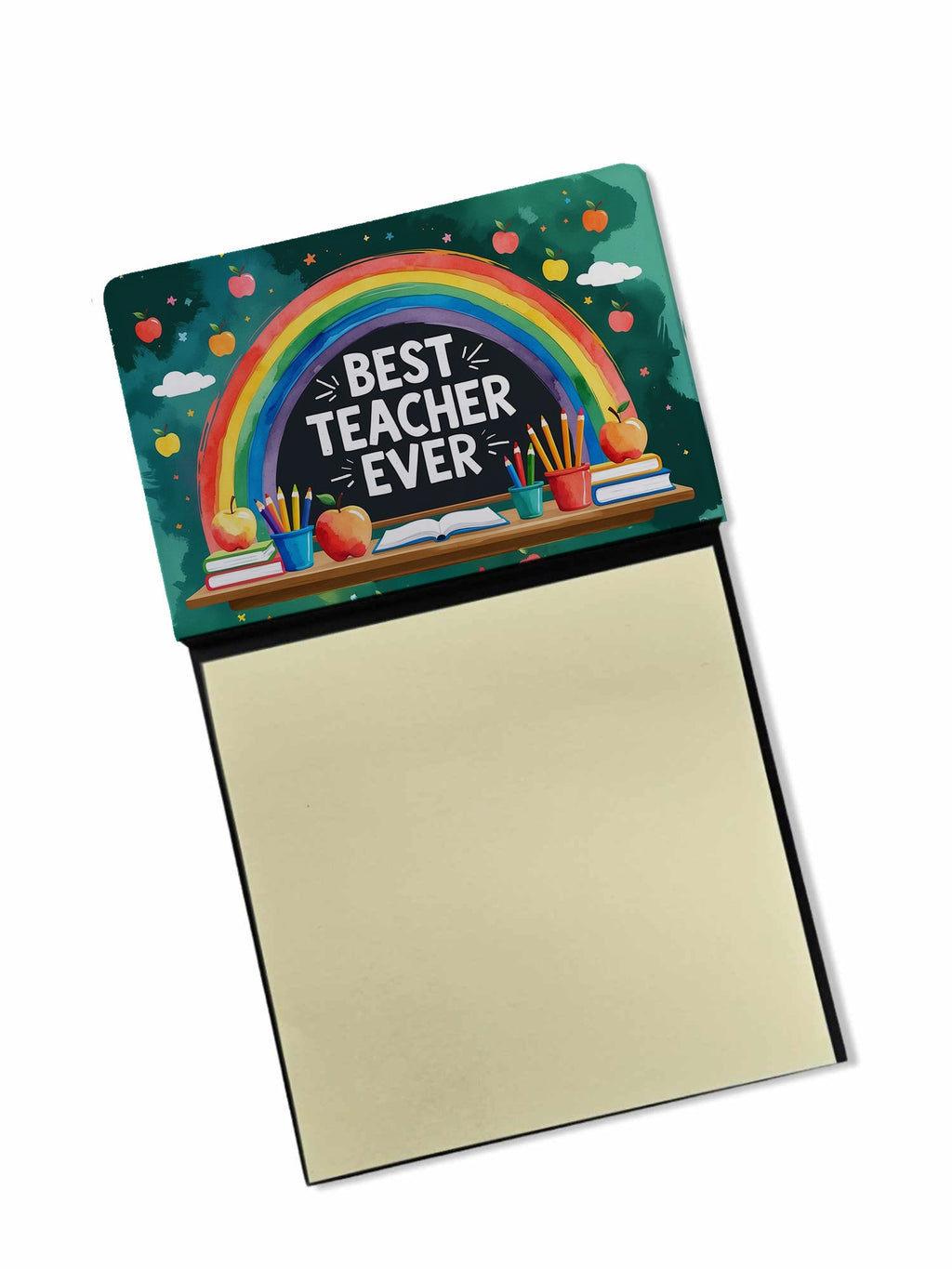 Best Teacher Ever Funny Sticky Note Holder for Teacher's Gift Refillable with 3x3 Notes
