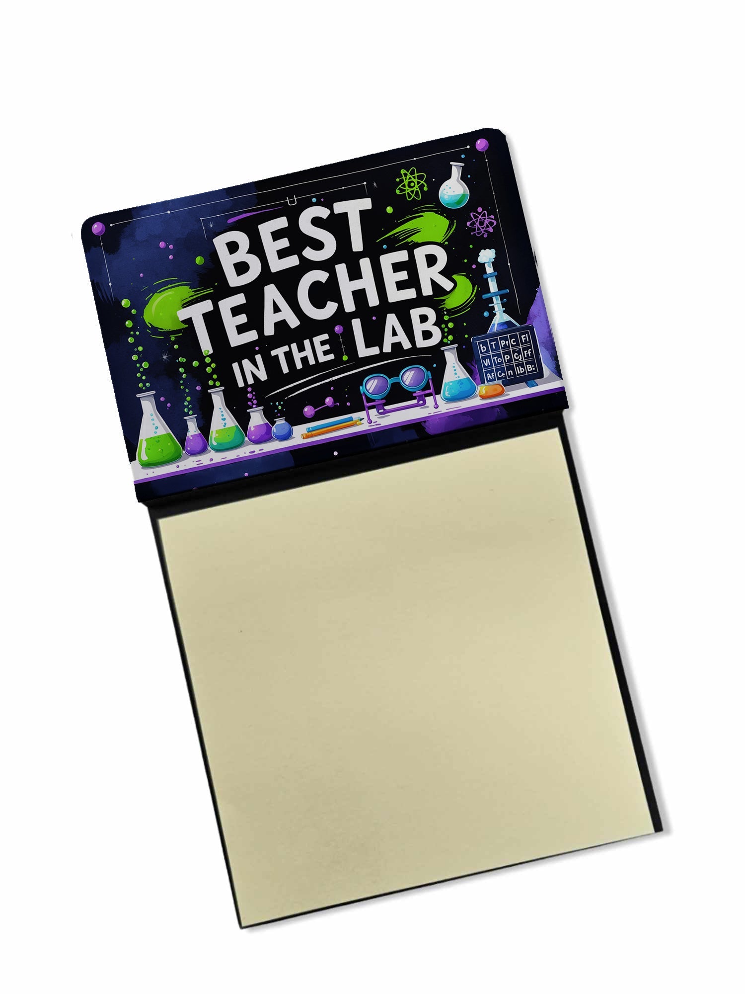 Best Teacher in the Lab Funny Sticky Note Holder for Teacher's Gift Refillable with 3x3 Notes
