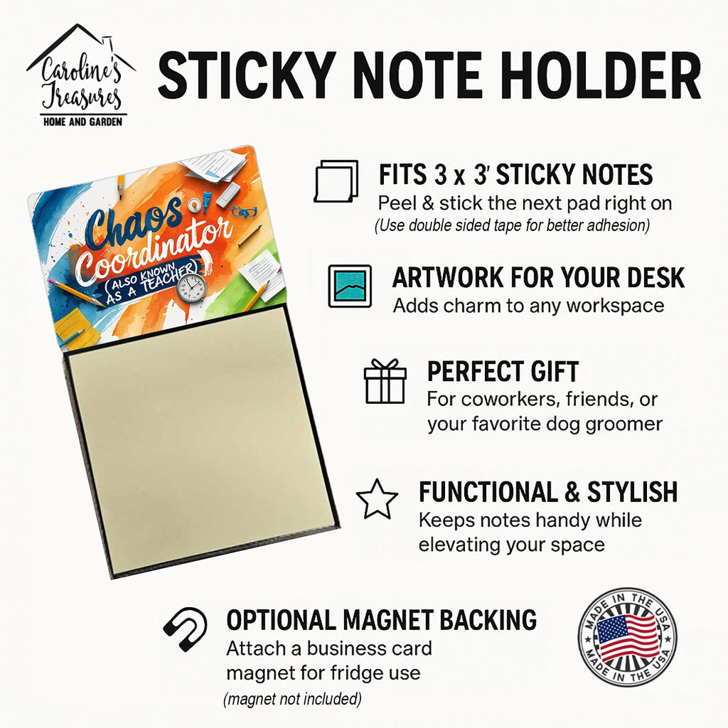 Chaos Coordinator Funny Sticky Note Holder for Teacher's Gift Refillable with 3x3 Notes