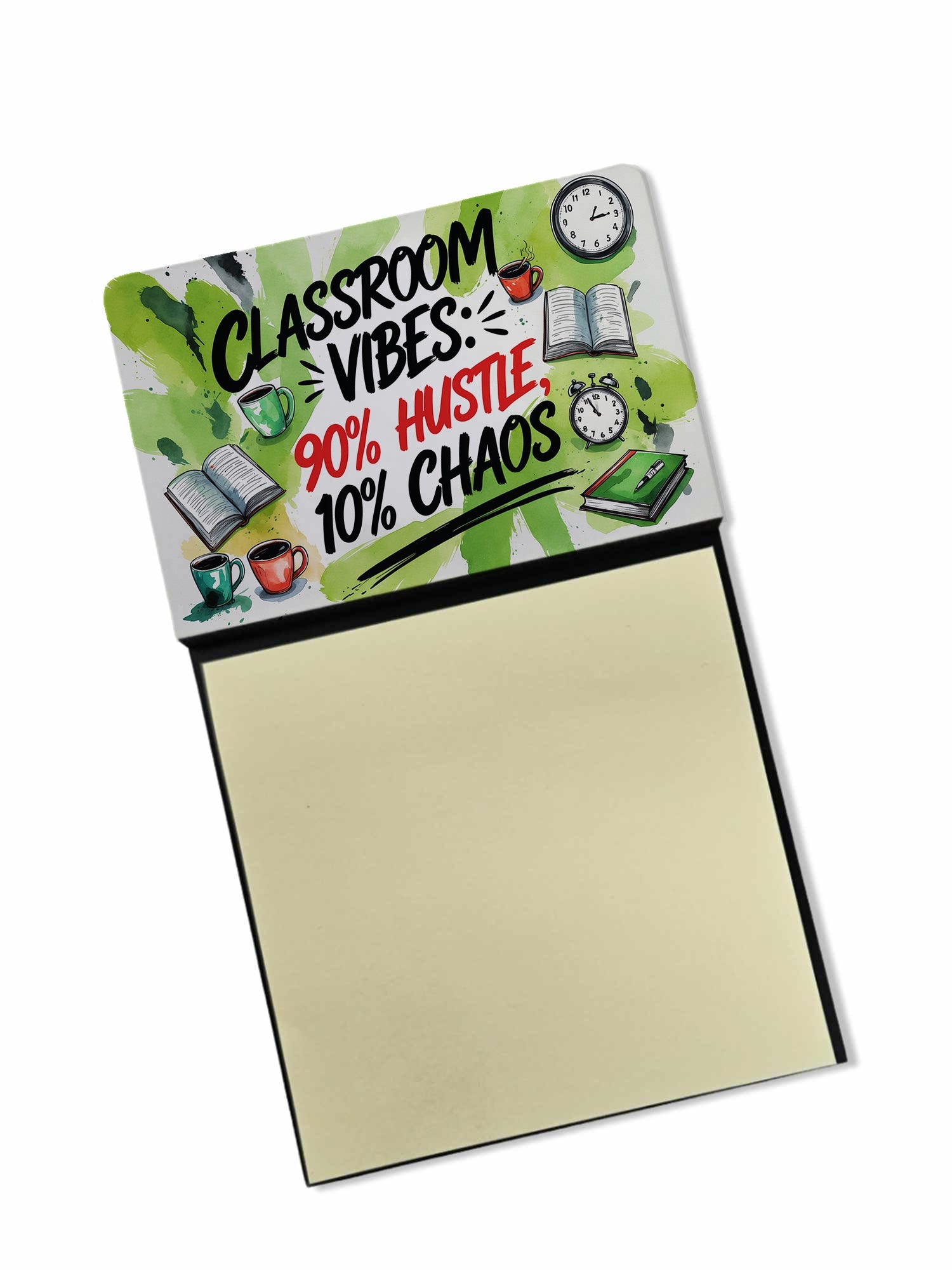 Classroom Vibes Funny Sticky Note Holder for Teacher's Gift Refillable with 3x3 Notes