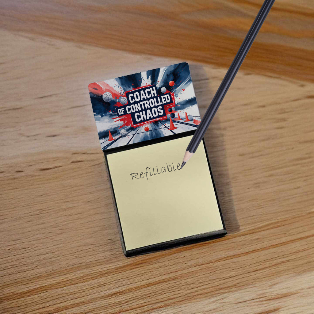 Coach of Controlled Chaos Funny Sticky Note Holder for Teacher's Gift Refillable with 3x3 Notes