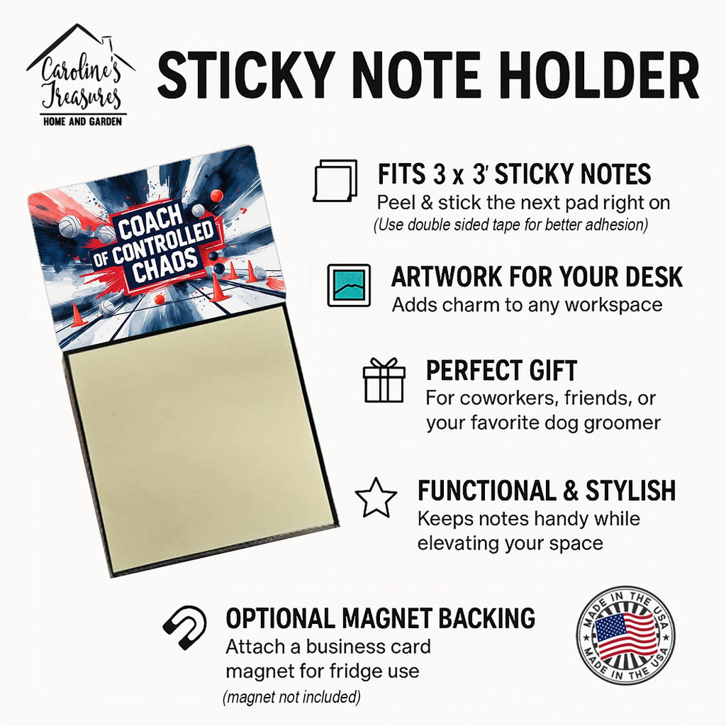 Coach of Controlled Chaos Funny Sticky Note Holder for Teacher's Gift Refillable with 3x3 Notes