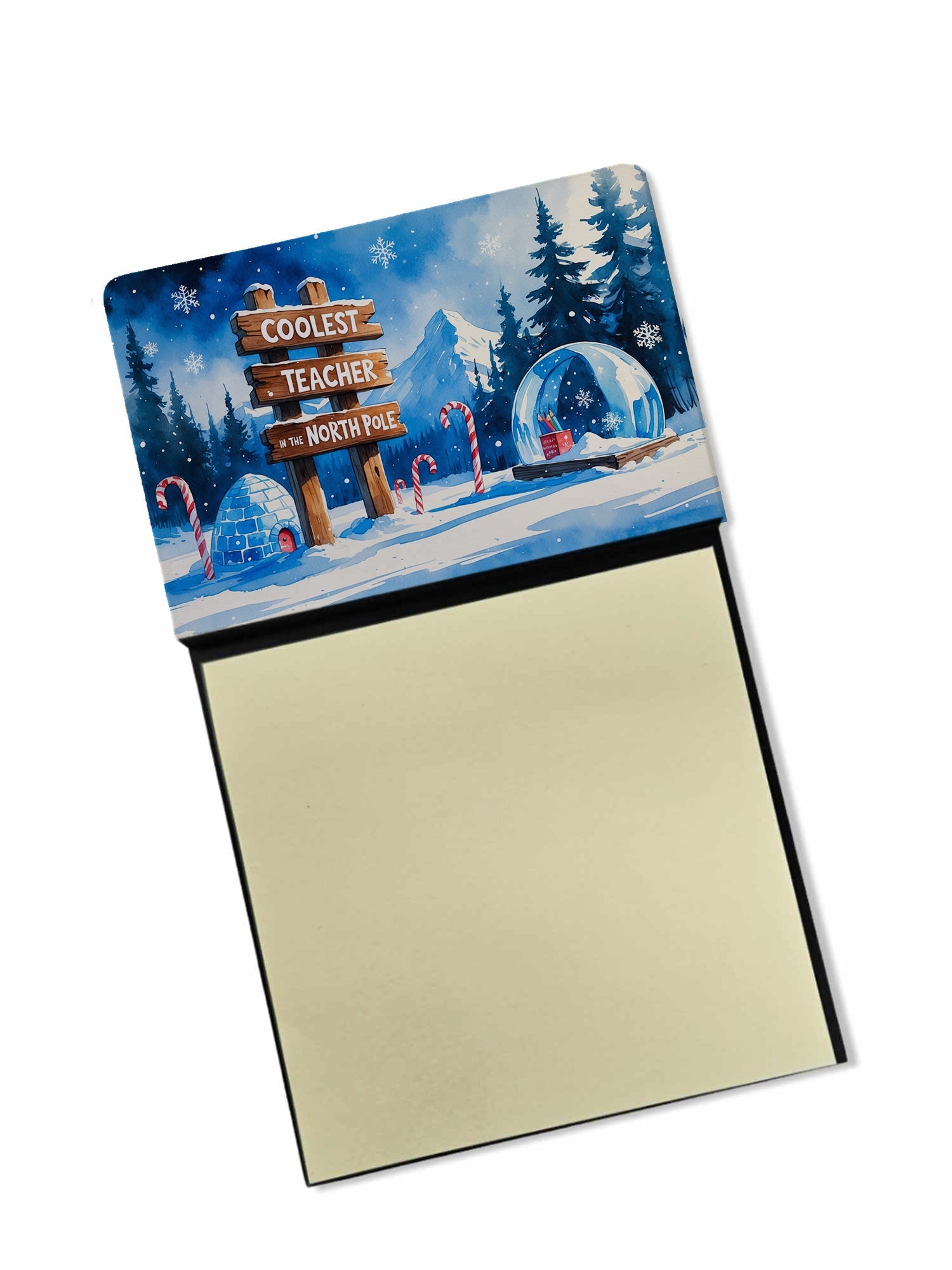 Coolest Teacher Funny Sticky Note Holder for Teacher's Gift Refillable with 3x3 Notes
