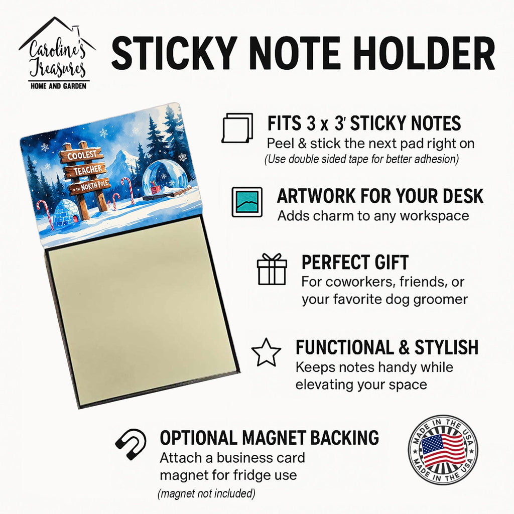 Coolest Teacher Funny Sticky Note Holder for Teacher's Gift Refillable with 3x3 Notes